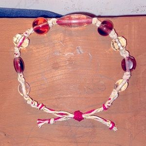 Hemp bracelet, with glass beads